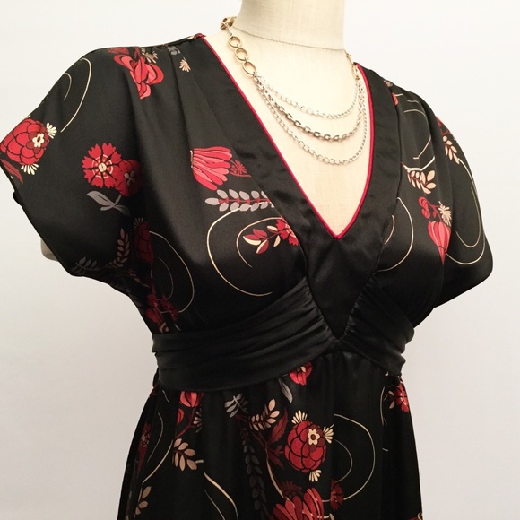 BCX Santiny A-Line Black/Red Floral Dress! - Picture 1 of 7